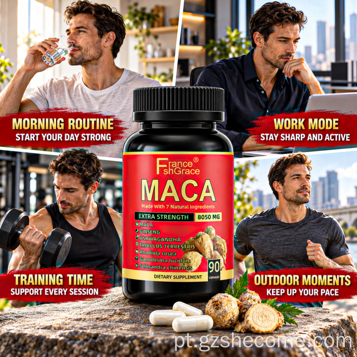 Comprimidos orgânicos para aumento do pênis com suplemento de Maca Shecome